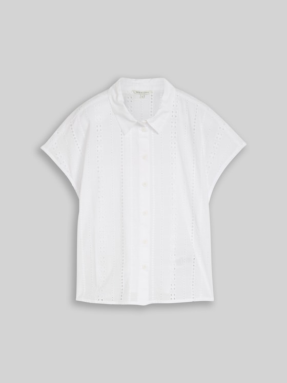 Blouse with eyelet embroidery - White