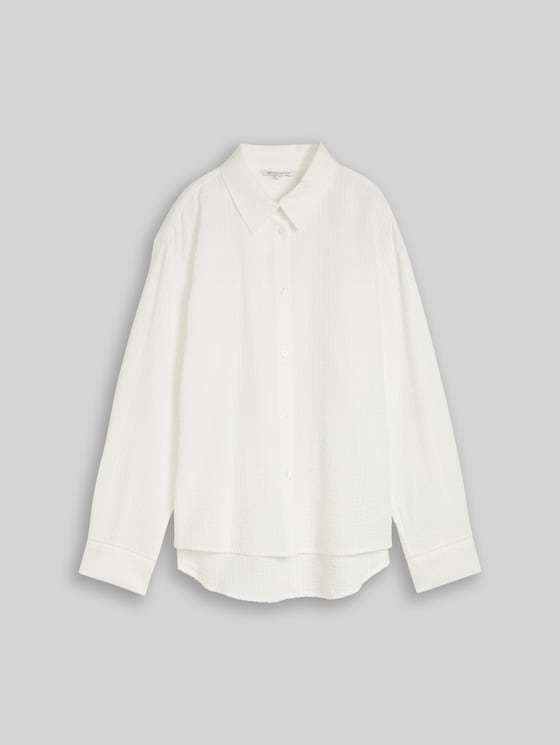Loose fit seersucker shirt blouse - off white