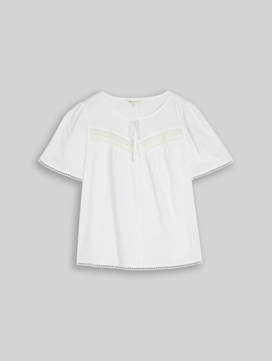 Blouse with crochet details - White