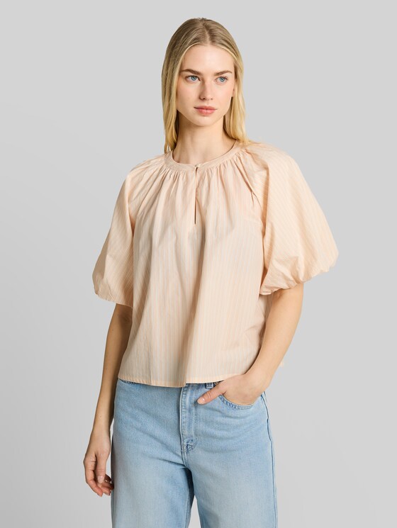 Striped blouse - white apricot irregular stripe