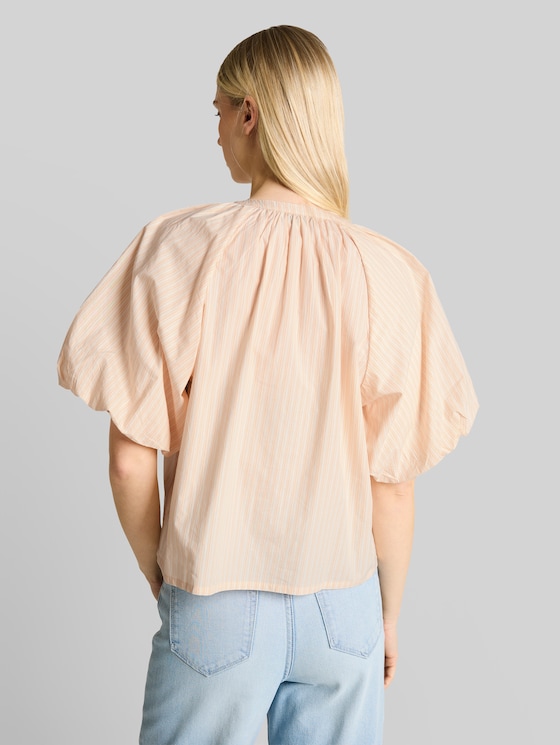 Striped blouse - white apricot irregular stripe