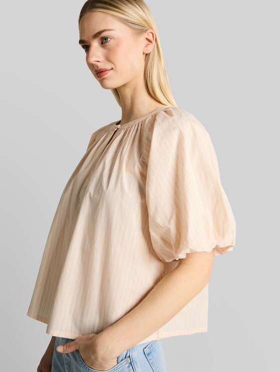 Striped blouse - white apricot irregular stripe