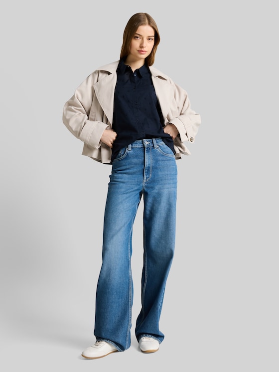 Blouse with embroidery - sky captain blue