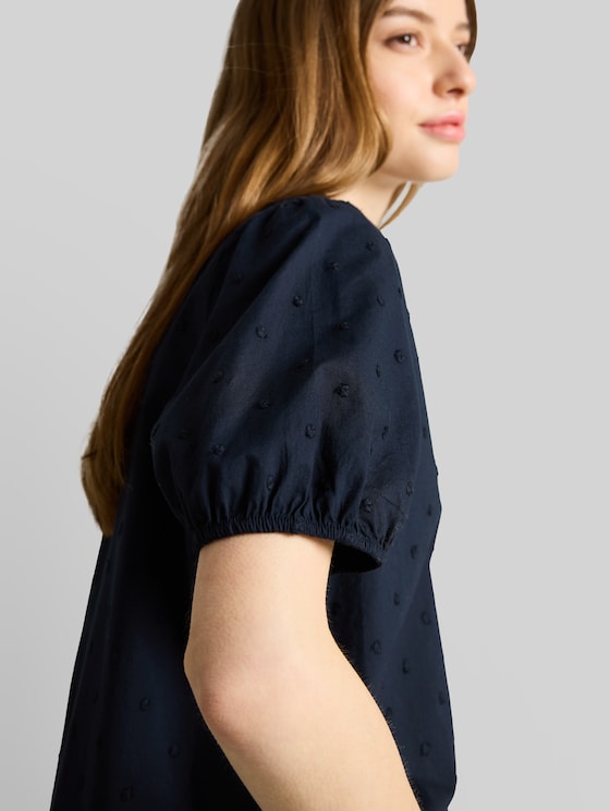 Blouse with embroidery - sky captain blue
