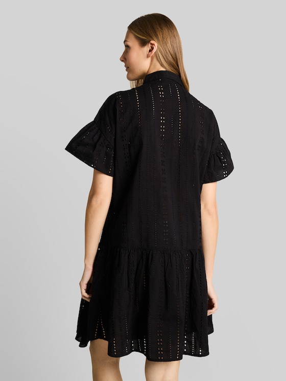 Mini dress with lock embroidery - deep black