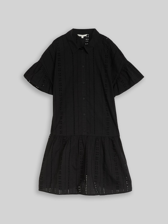 Mini dress with lock embroidery - deep black
