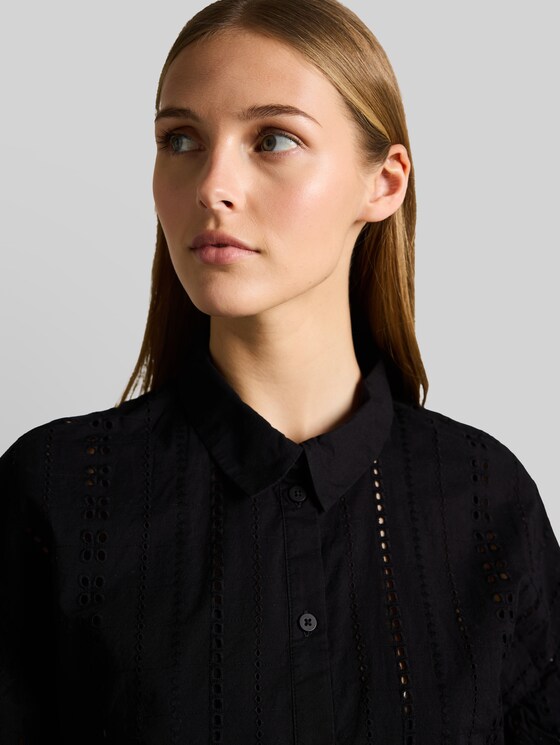 Mini dress with lock embroidery - deep black