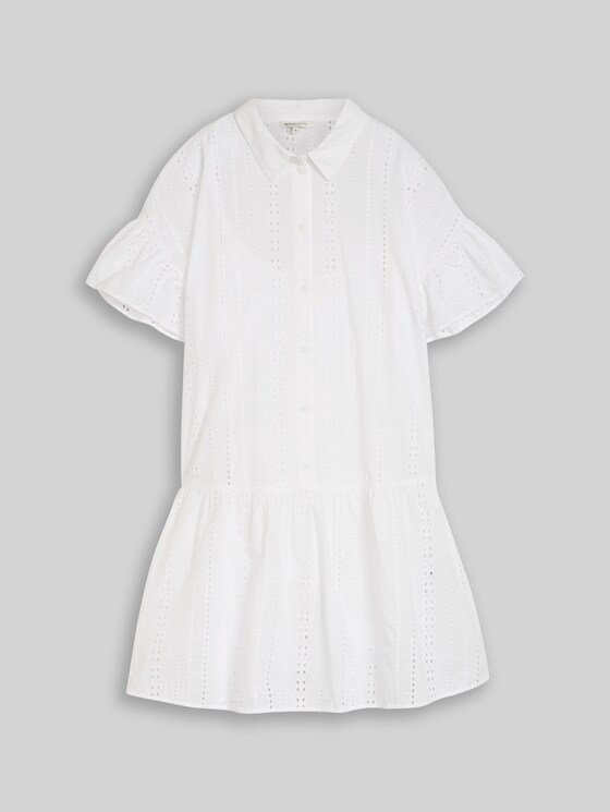Mini dress with lock embroidery - White