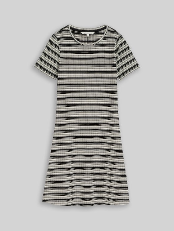 Fitted mini dress with striped pattern - black white gradient stripe