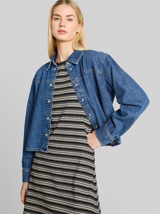 Fitted mini dress with striped pattern - black white gradient stripe