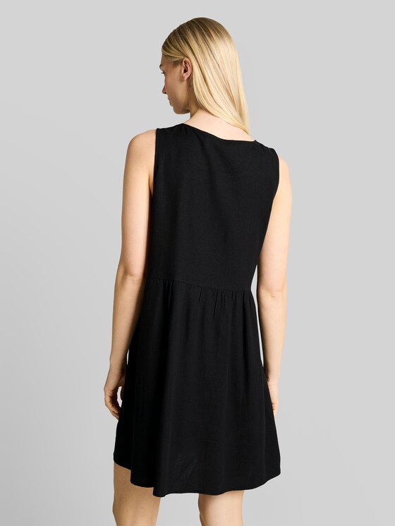 Mini dress with linen blend - deep black