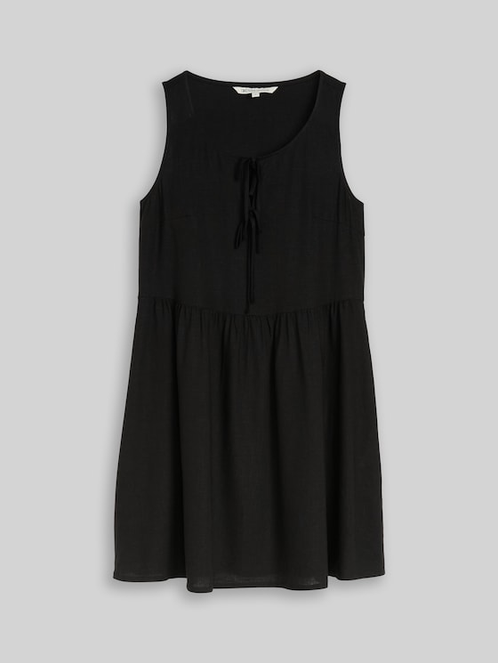 Mini dress with linen blend - deep black