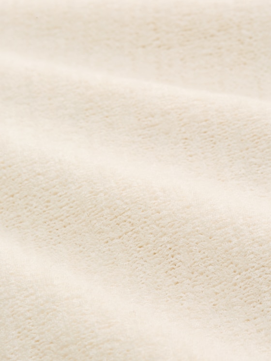 Relaxed fit knitted jumper with boat neck - Gardenia White