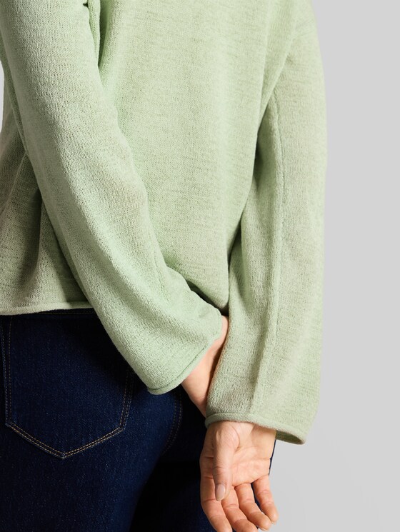 Relaxed fit knitted jumper with boat neck - light matcha green