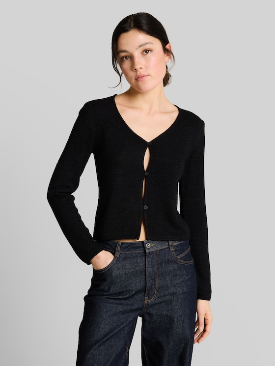 Cardigan with V-neck - deep black