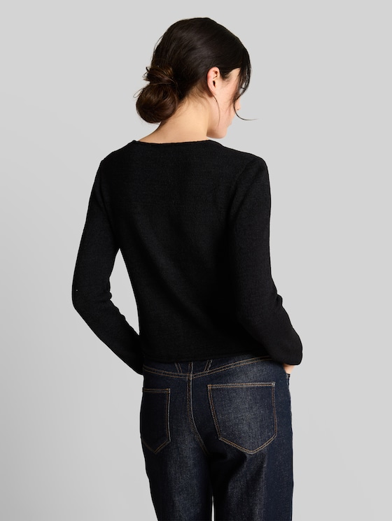 Cardigan with V-neck - deep black