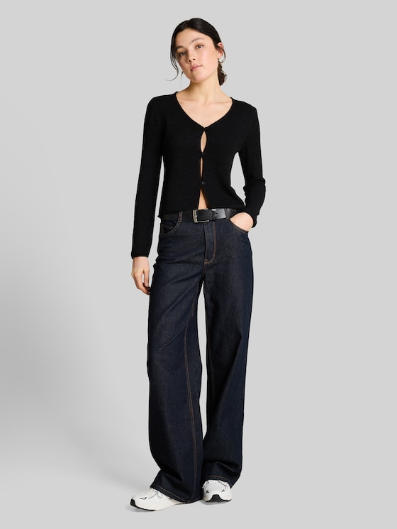 Cardigan with V-neck - deep black