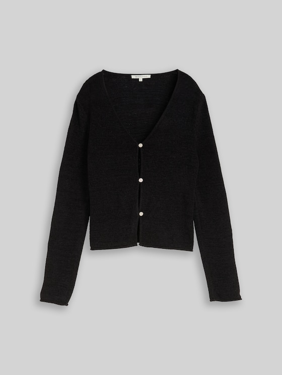 Cardigan with V-neck - deep black