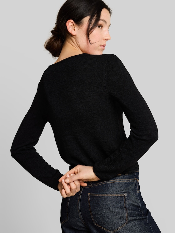 Cardigan with V-neck - deep black