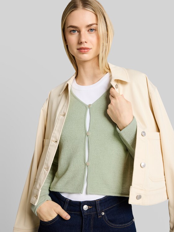 Cardigan with V-neck - light matcha green