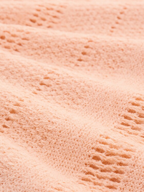 Relaxed fit knitted jumper with eyelet pattern - Orange Parfait