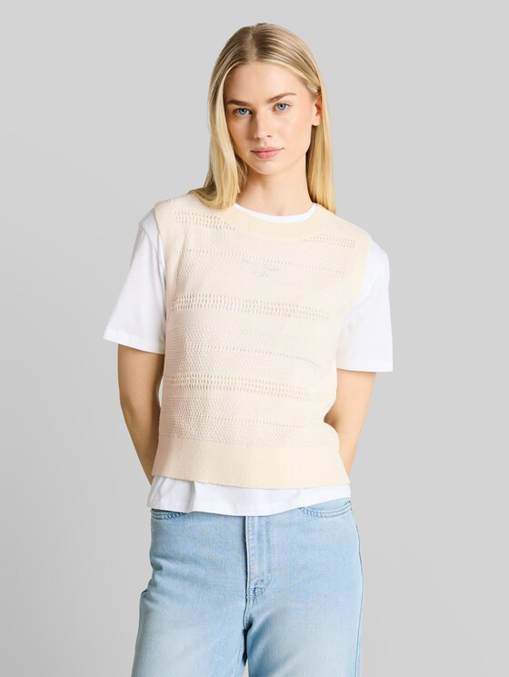 Jumper with perforated pattern - Gardenia White