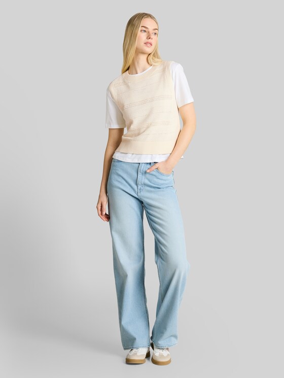 Jumper with perforated pattern - Gardenia White