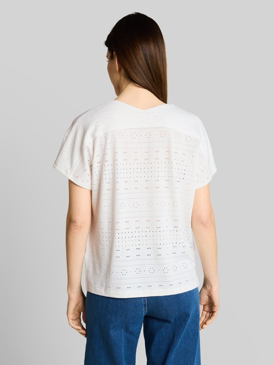 Loose fit ajour T-shirt - Whisper White