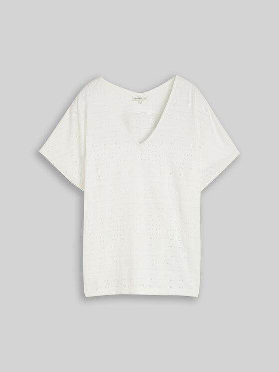 Loose fit ajour T-shirt - Whisper White