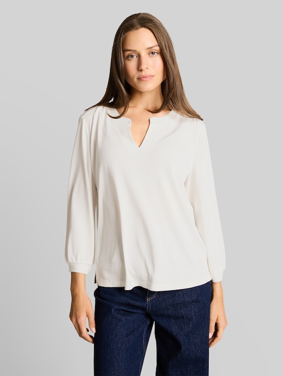 long-sleeved shirt with ruffles - Whisper White