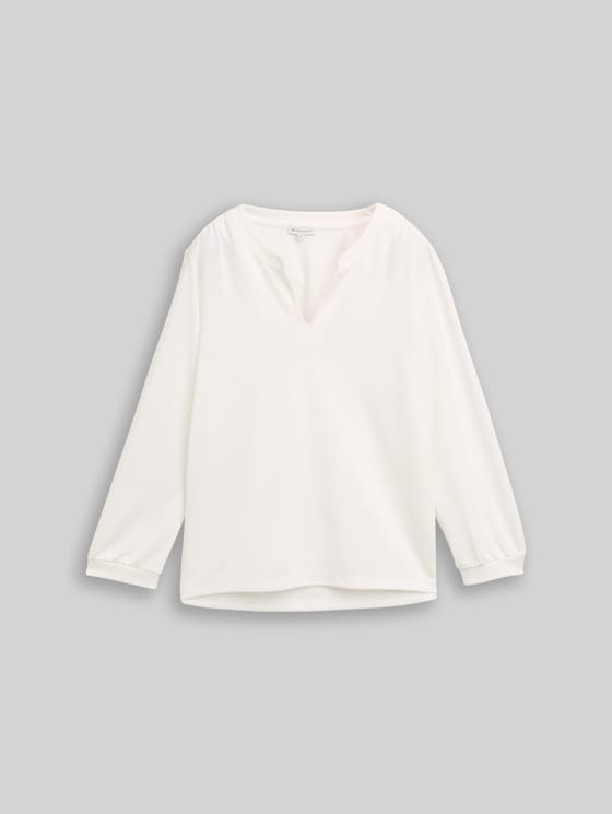 long-sleeved shirt with ruffles - Whisper White