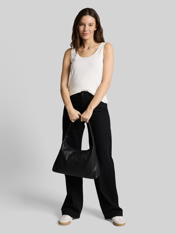 Slim-fit top with a round neckline - Whisper White