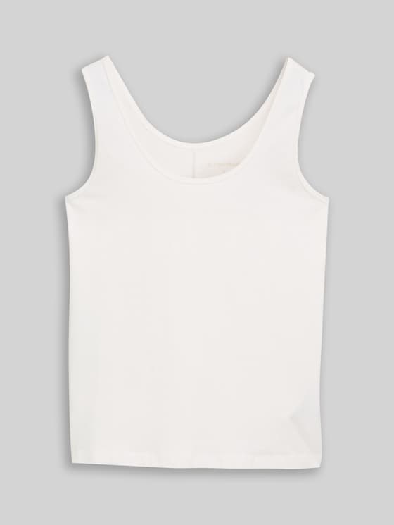 Slim-fit top with a round neckline - Whisper White