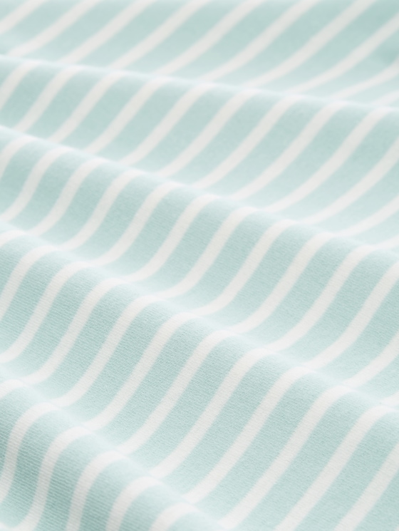Slim fit T-shirt with V-neck - blue haze offwhite stripe