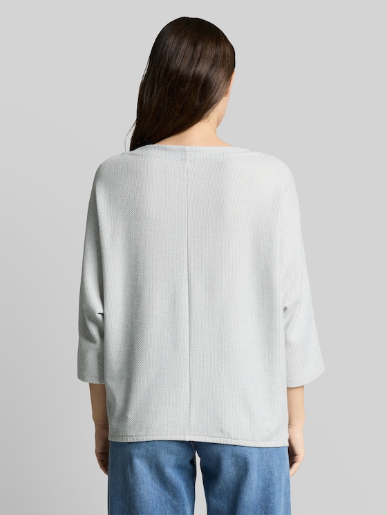 Long-sleeved shirt with batwing sleeves - soft dusty blue melange