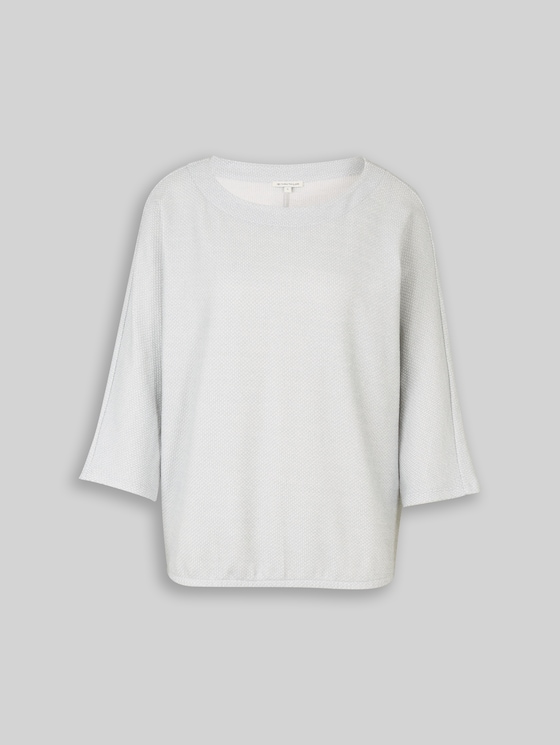 Long-sleeved shirt with batwing sleeves - soft dusty blue melange