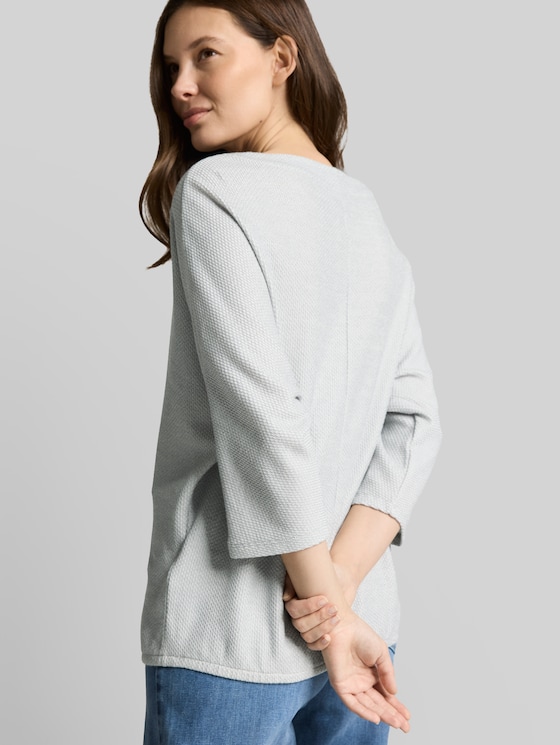 Long-sleeved shirt with batwing sleeves - soft dusty blue melange
