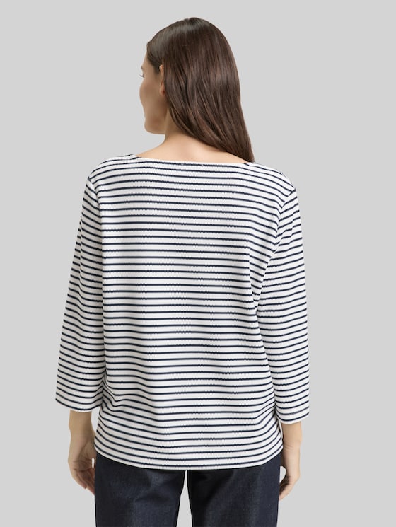 Long-sleeved top with a striped pattern - blue offwhite stripe structure