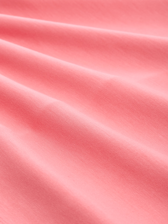 Loose fit scuba long-sleeved shirt with polo collar - soft coral pink