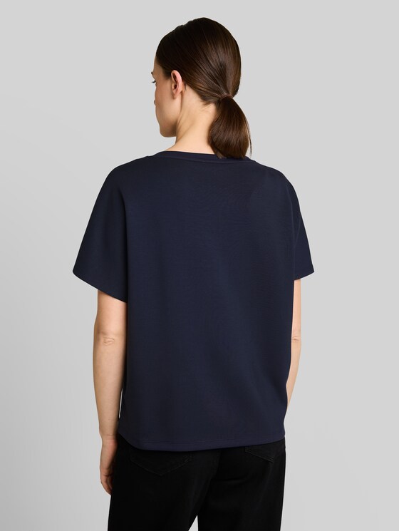Loose-fit scuba T-shirt with print - sky captain blue