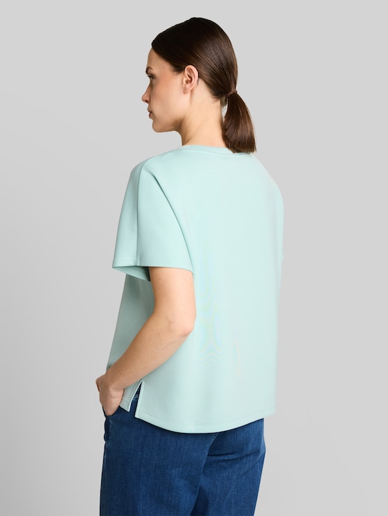 Loose-fit scuba T-shirt with print - blue haze