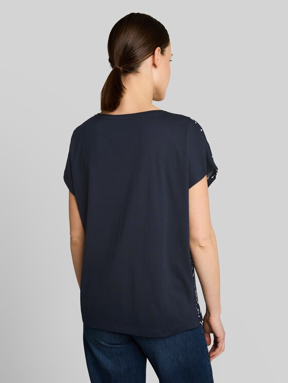 T-shirt in a mix of materials - navy dot