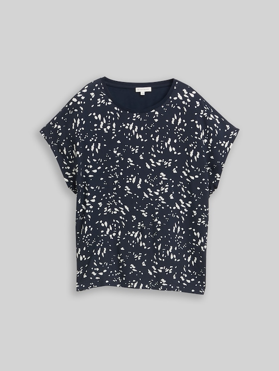 T-shirt in a mix of materials - navy dot