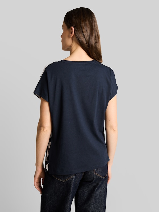 T-shirt in a mix of materials - big navy ginkgo