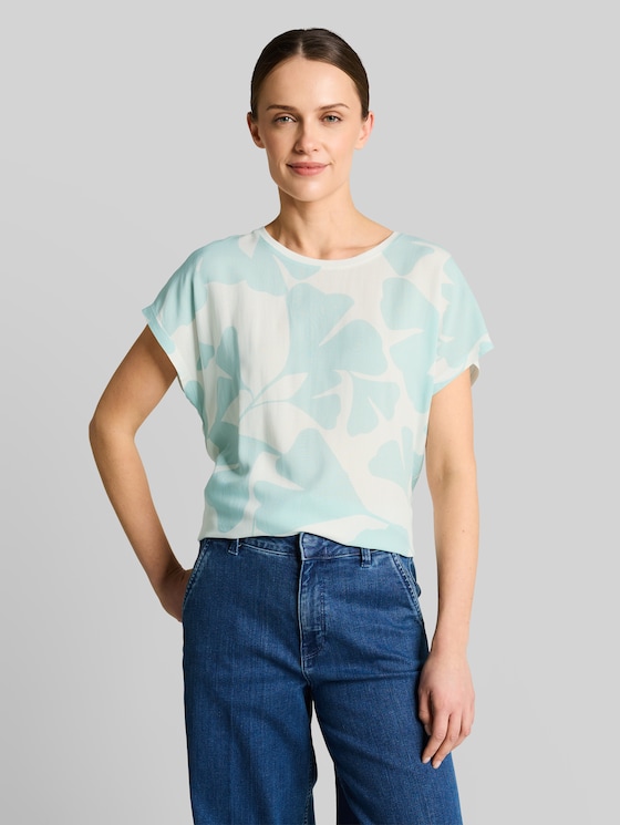 T-shirt in a mix of materials - big mint ginkgo