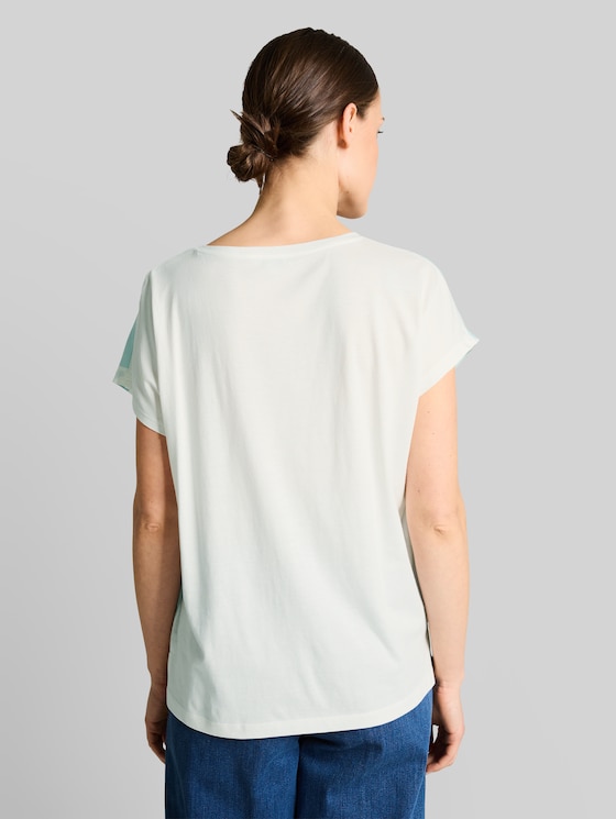 T-shirt in a mix of materials - big mint ginkgo