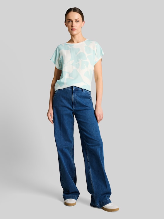 T-shirt in a mix of materials - big mint ginkgo