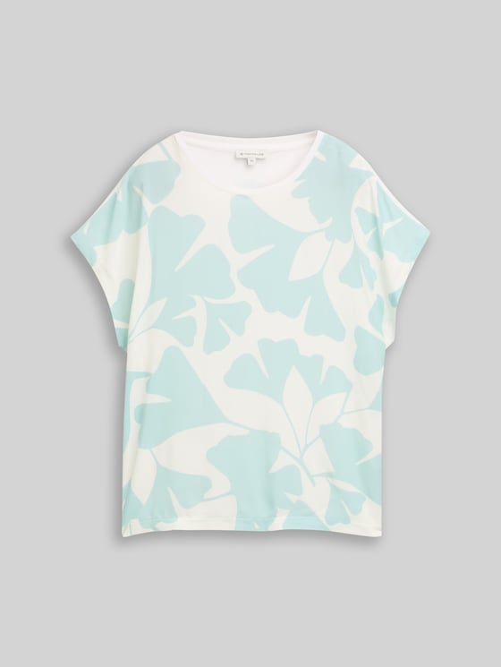 T-shirt in a mix of materials - big mint ginkgo