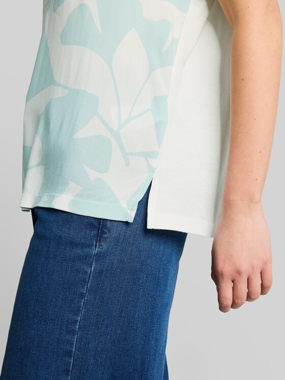 T-shirt in a mix of materials - big mint ginkgo