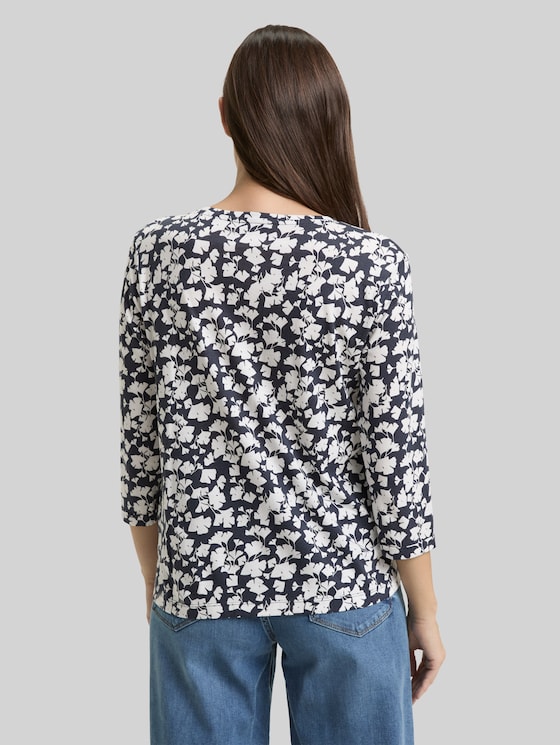 Long-sleeved shirt with pattern - blue ginkgo minimal